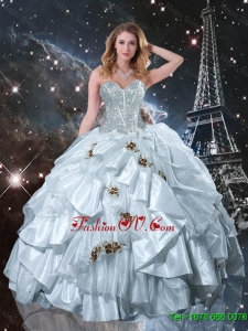 New Style Sweetheart Appliques Quinceanera Dresses in White