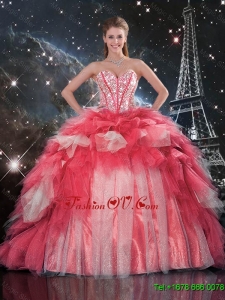 Classic Beaded Ball Gown Quinceanera Dresses with Brush Train