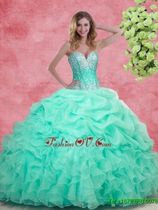 2016 Elegant Summer Apple Green Quinceanera Dresses with Beading and Ruffles