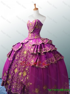Beautiful Sweetheart Ball Gown Fuchsia Quinceanera Dresses with Appliques for 2016