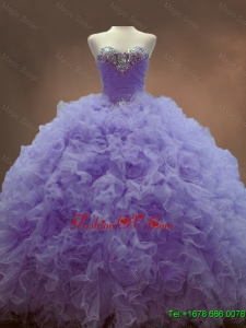 Classical Beaded Sweetheart Lavender Sweet 16 Gowns with Ball Gowns