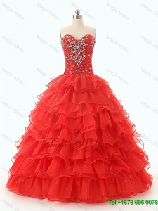 Popular Beaded and Ruffled Layers Quinceanera Dresses in Red