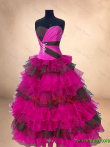 Popular Multi Color Sweet 16 Gowns with Ruffled Layers for 2016