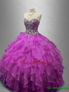 2016 Elegant Ball Gown Sweet 16 Dresses with Beading and Ruffles