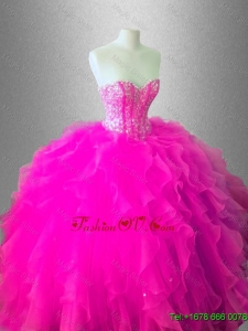 Fashionable Ball Gown Ruffles Sweet 16 Gowns with Beading