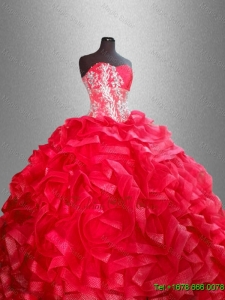 Fashionable Red Quinceanera Dresses with Beading and Ruffles