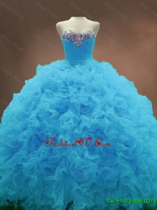 2016 Beautiful Aqua Blue Ball Gown Quinceanera Gowns with Sweetheart