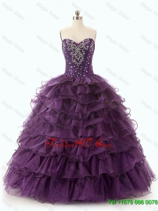 Beautiful Dark Purple Quinceanera Dresses with Ruffled Layers for 2016