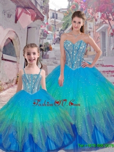 2015 Winter Classical Beaded Ball Gown Matching Sister Dresses with Sweetheart