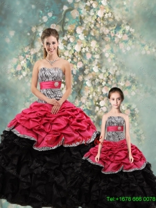 2015 Winter Perfect Strapless Zebra Matching Sister Dresses in Multi Color