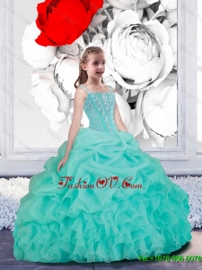 Lovely Straps Turquoise Organza Mini Quinceanera Dresses for 2016