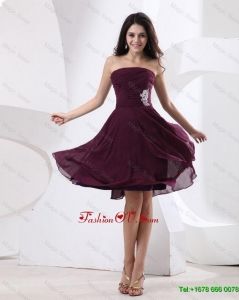 Luxurious Perfect Pretty Strapless Brown Short Prom Dress with Appliques