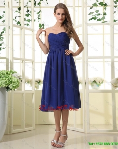 Simple Royal Blue Prom Dresses with Ruching for 2016