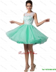 2016 Elegant Beautiful Fashionable Laced Scoop A Line Prom Dresses in Apple Green