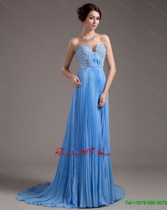 2016 Discount Brush Train Sweetheart Prom Dresses in Baby Blue