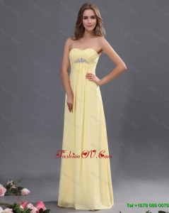 2016 Exquisite Latest Custom Made Yellow Long Prom Dresses with Beading for 2016