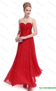 2016 Gorgeous Sweetheart Ruched Red Prom Dresses with Appliques