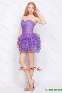 Pretty Sweetheart Lavender Short Prom Dresses with Ruffled Layers