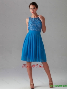 2016 Beautiful Fashionable Vintage Empire Bateau Blue Prom Dresses with Lace