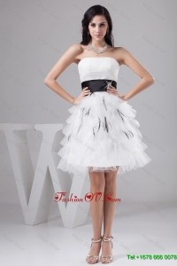 2016 Beautiful Fashionable Vintage Exquisite Belt and Ruffled Layers White Short Prom Dresses