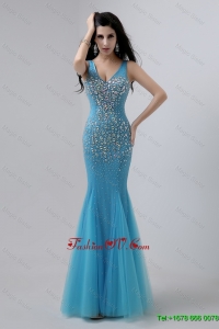Luxurious Mermaid Beaded Prom Dresses with V Neck