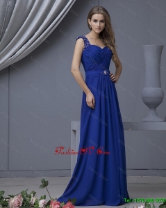 2016 Perfect Straps Beading Long Prom Dresses in Royal Blue