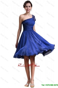 New Style One Shoulder Short Prom Dresses in Royal Blue