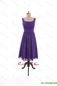 2016 Fall Perfect Square Short Prom Dresses with Belt in Purple