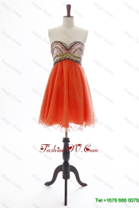Cheap New Beading Orange Red Short Prom Dress for 2016