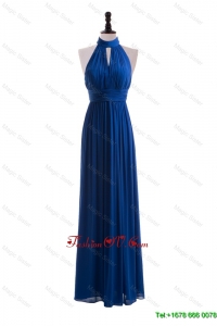 2016 Empire Halter Top Prom Dresses with Belt in Blue