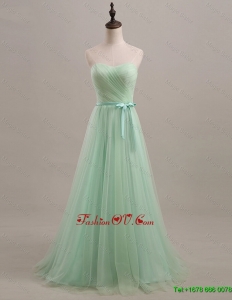 Cheap 2016 Summer Apple Green Prom Dresses with Sweep Train