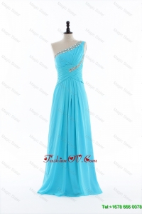 Cheap New 2016 Beading and Ruching Aqua Blue Prom Dresses
