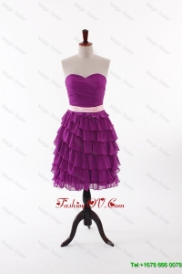 Cheap Short Prom Dresses with Bowknot and Ruffled Layers