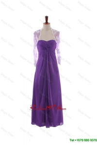 Pretty Empire Strapless Prom Dresses with Ruching in Eggplant Purple