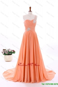 2016 Spring Empire Asymmetrical Prom Dresses with Beading