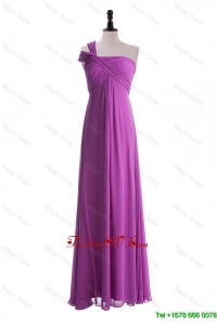 Modest Empire One Shoulder Prom Dresses with Ruching