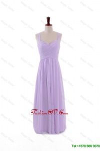 Most Modest 2016 Straps Lavender Long Prom Dresses with Ruching