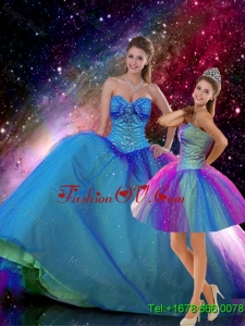 Romantic Ball Gown Sweetheart Beaded Detachable Quinceanera Dresses in Multi Color