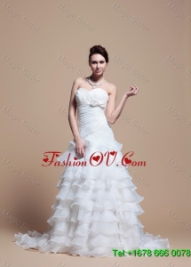 2016 Custom Made A Line Strapless Wedding Dresses with Ruffled Layer