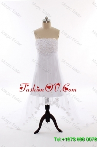 Perfect Beading and Hand Made Flowers Short Wedding Dresses with Court Train
