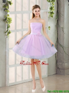 Custom Made A Line Strapless Ruching Bridesmaid Dresses with Belt