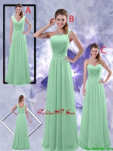 Perfect Zipper up Ruched Bridesmaid Dresses in Apple Green