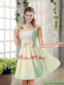 2016 Summer A Line Straps Lace prom Dresses with Bowknot