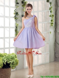 Pretty A Line One Shoulder prom Dresses with Hand Made Flowers