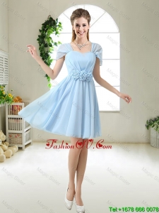 Pretty Hand Made Flowers Bridesmaid Dresses with Cap Sleeves