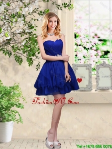 Simple Sweetheart Royal Blue prom Dresses with Belt