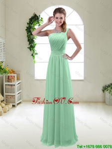 Classical Apple Green One Shoulder prom Dresses with Zipper up