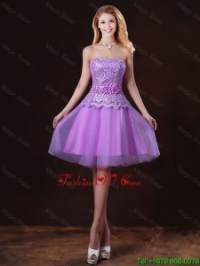 Classical Laced and Appliques prom Dresses with Strapless