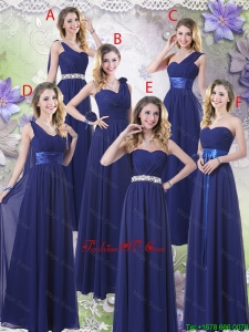 New Style Empire Floor Length prom Dresses in Navy Blue
