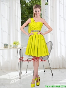 Short One Shoulder Beading Bridesmaid Dresses for 2016